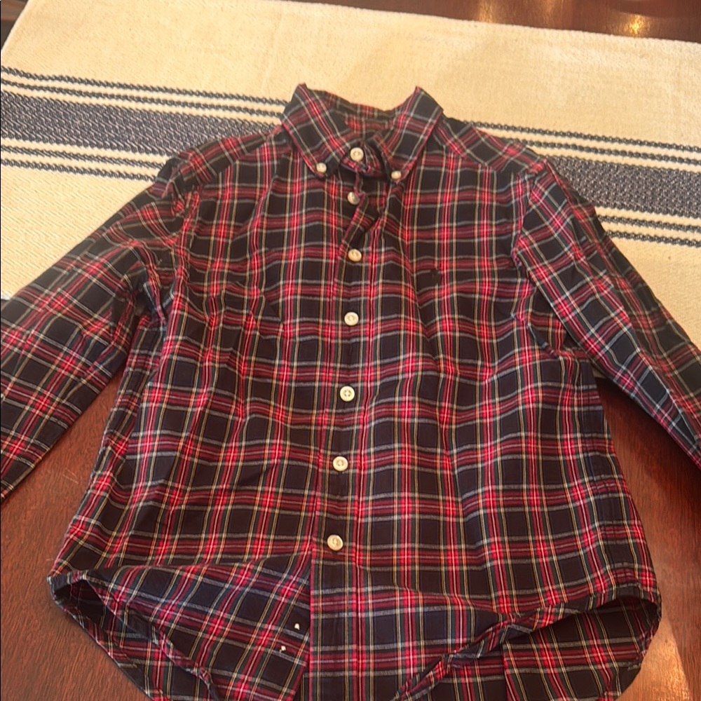 Ralph Lauren Red and Blue Button Down Shirt Classic Plaid Design